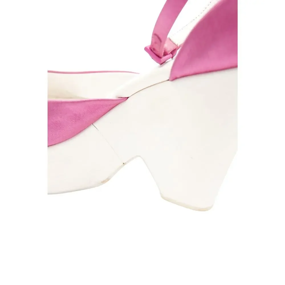 Celine Phoebe Philo Era Pink Satin Chunky Platform Sandals with Ankle Strap